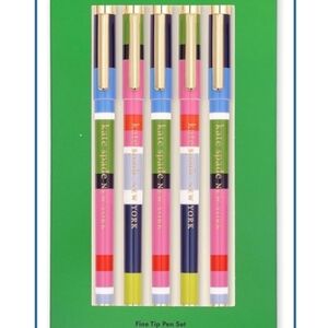 NIB Kate Spade Pen Set - Multi Striped Fine Tip Pens